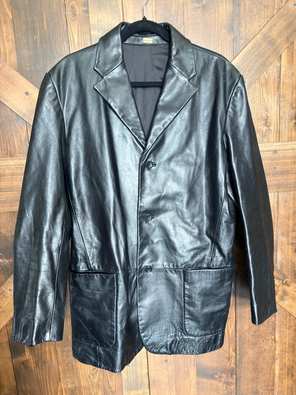 Banana Republic Men’s Black Leather 3 Button Sport Coat Blazer Jacket Size M